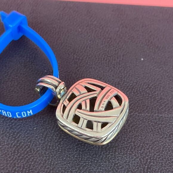 David Yurman 14mm Albion 18k Yellow Gold & 925 Diamond Pendant Enhancer - Picture 4 of 6